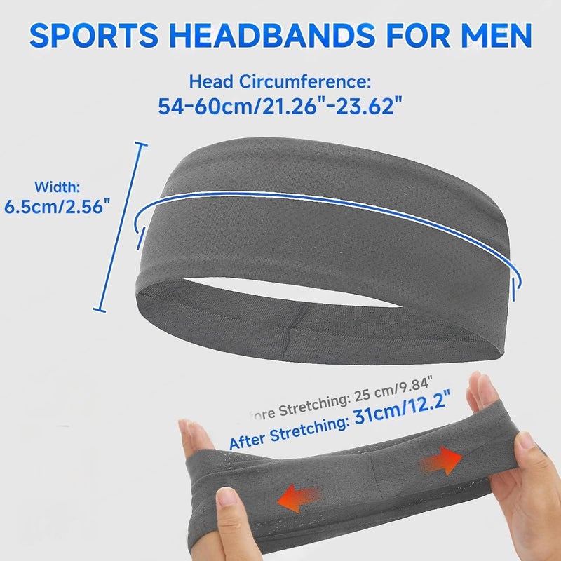 LECHI Sweat Headbands for Men,6 Pack Workout Sports Hairband for Gym, Ideal for Fitness,Running,Cycling,Hike - Image 3